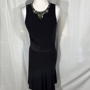 Ralph Lauren Black Embellished Pleated Midi Dress